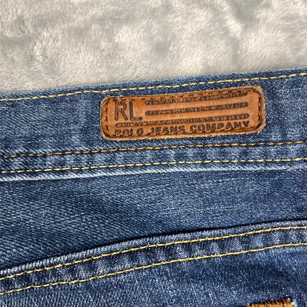 Polo Jeans Co Ralph Lauren Stretch Kelly Jean Distressed Bootcut Women Blue 12R - Picture 8 of 12